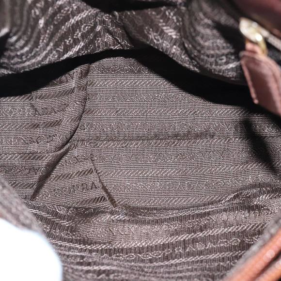 PRADA Chain Shoulder Bag Nylon Brown Gold Auth 85466 - Picture 10 of 16